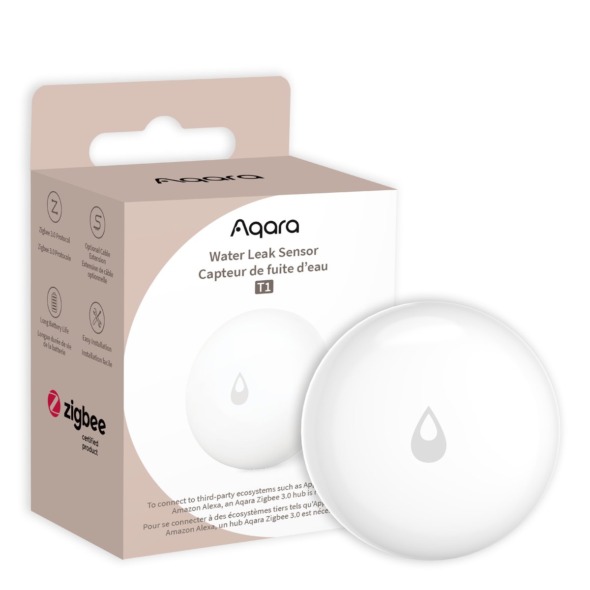 Aqara Water Leak Sensor T1 | Czujnik zalania wodą | Biały
