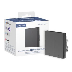 Aqara Smart Wall Switch H1 Szary | Przełącznik | Podwójny, bez przewodu neutralnego, Zigbee 3.0, EU, WS-EUK02-G