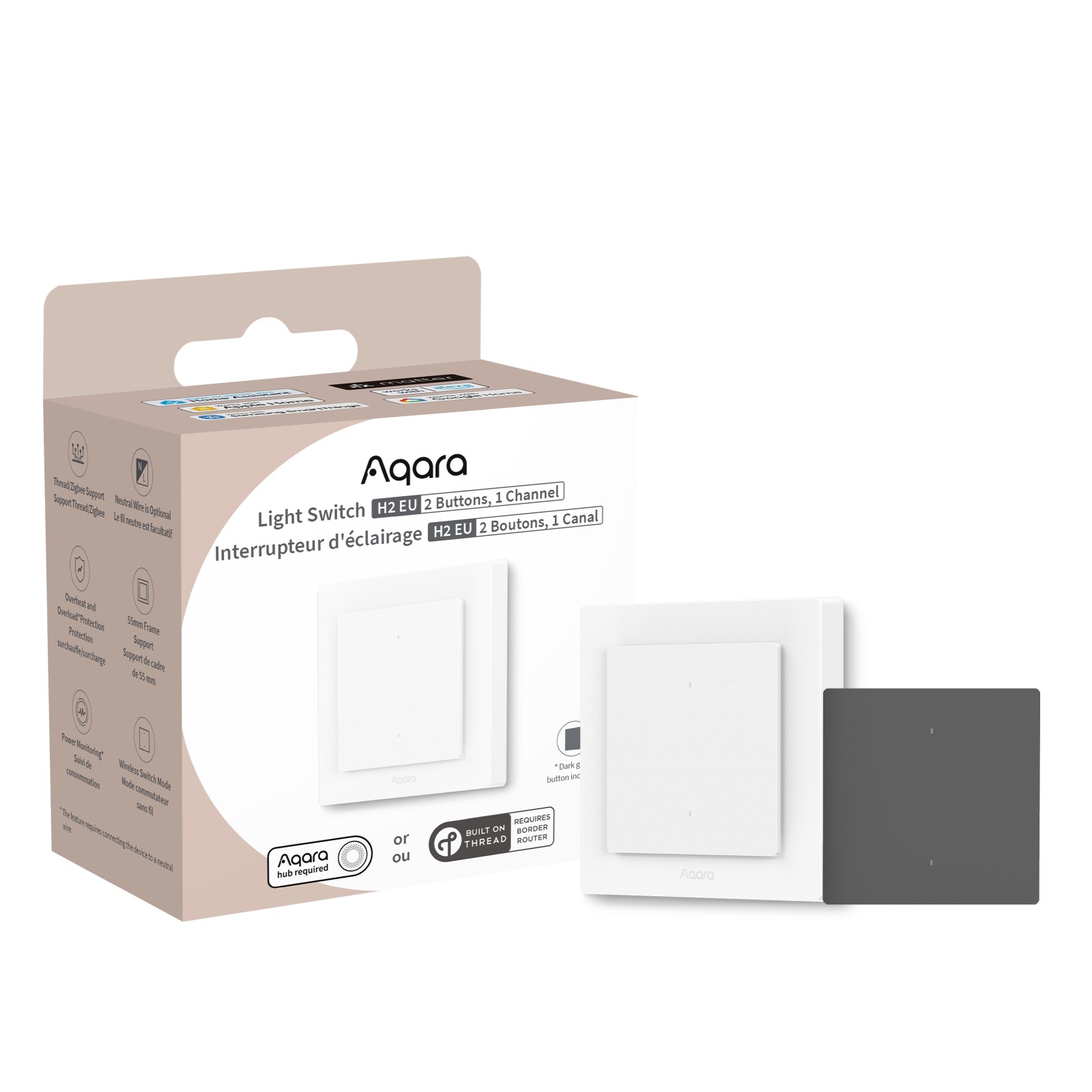 Aqara Light Switch H2 EU | Przełącznik | 2 przyciski, 1 kanał, offline