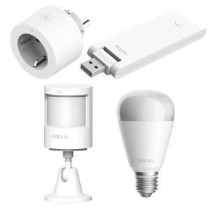 Zestaw Aqara | Poranek bez stresu | Smart Plug EU + Czujnik ruchu i światła P2 + Żarówka LED T2 + Hub M100