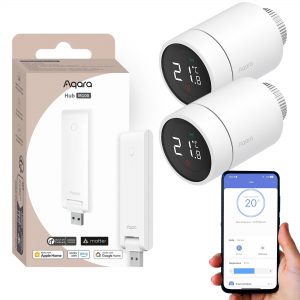 Aqara Smart Heating Set 2 | Zestaw Termostat + Centralka | 2x SRTS-A01 + 1x HM-G02D