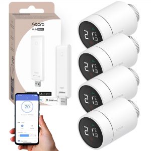 Aqara Smart Heating Set 4 | Zestaw Termostat + Centralka | 4x SRTS-A01 + 1x HM-G02D