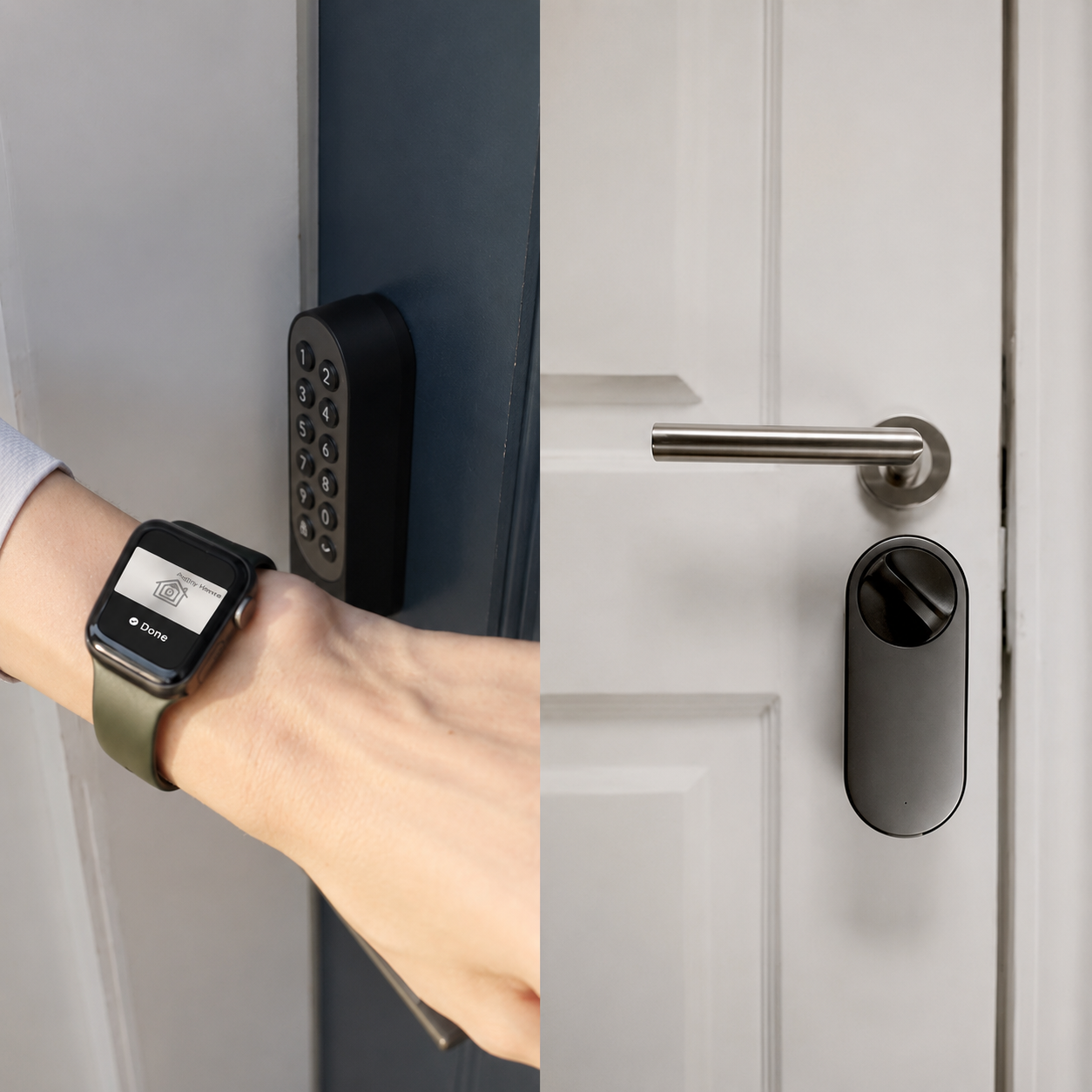Aqara Smart Lock U200, odblokowanie zegarkiem przy klawiaturze i wewnętrzny moduł zamka na drzwiach